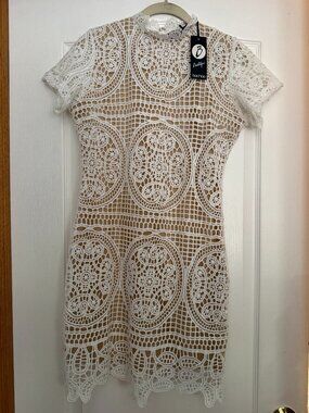 Boohoo Boutique Crochet Lace Bodycon Dress in Ivory/Cream (tags on)